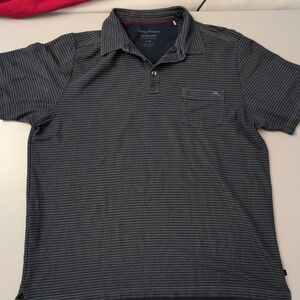 Tommy Bahama Island Zone Men's Striped Polo Shirt - Black Large